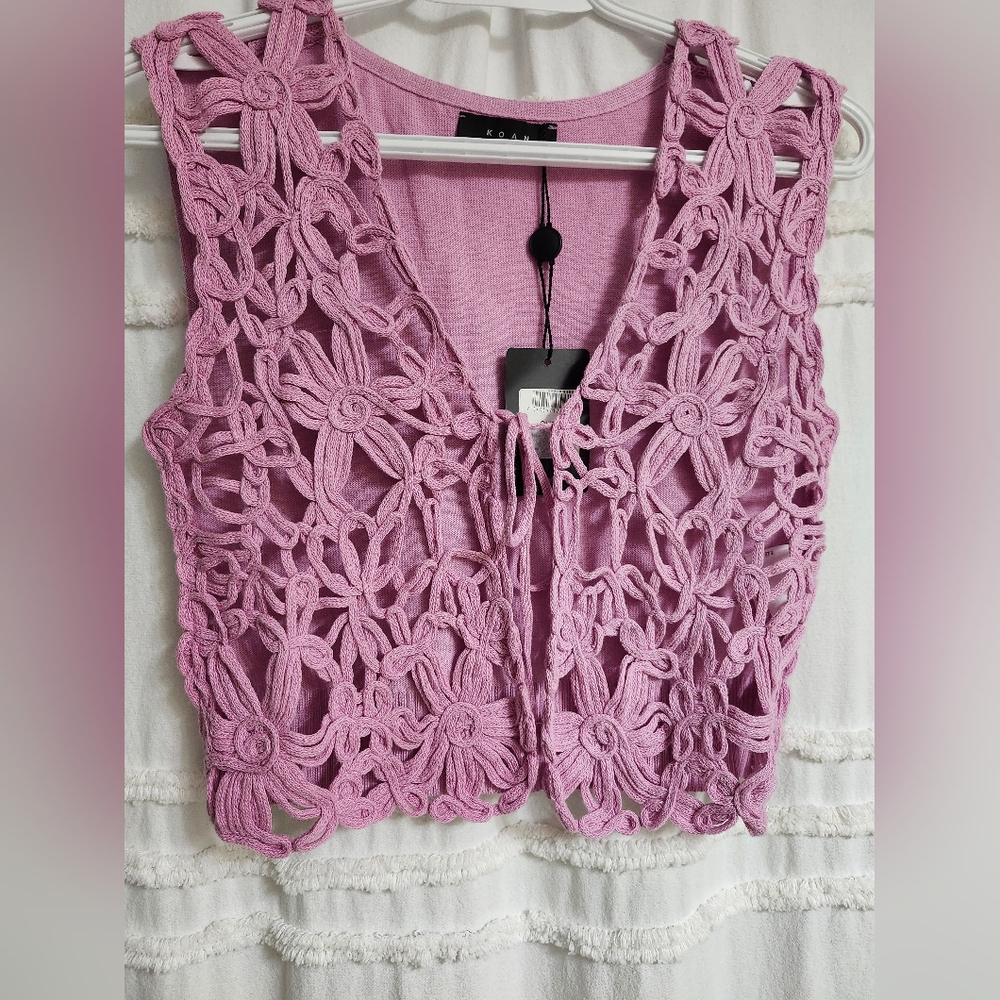 Nwt, Pretty Pink Crochet Top.